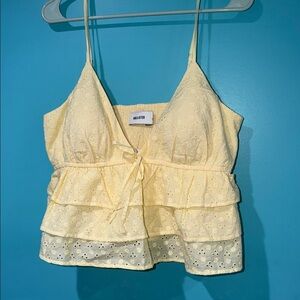 Hollister Light Yellow Eyelet Camisole